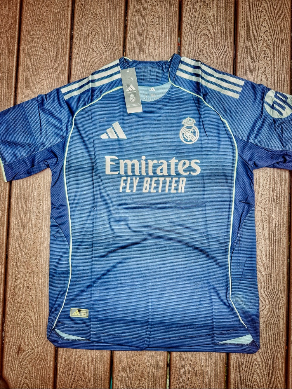 adidas Kids Blue Real Madrid 'Emirates Fly Better' Jersey